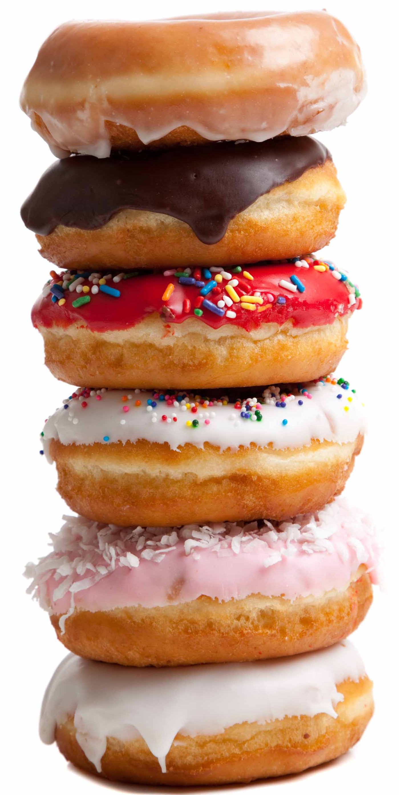 Stack of donuts on a white background