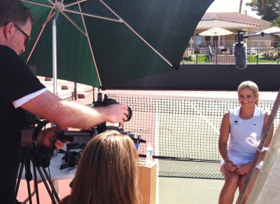 Aleksandra Wozniak, Canada's top female tennis player and USANA Brand Ambassador, in Indian Wells, Calif., in March 2012.