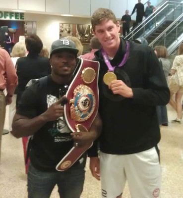 USANA12 - Bradley-Dwyer Airport World champ Timothy "Desert Storm" Bradley Jr. and London Games gold medalist Conor Dwyer turned some heads at the Salt Lake International Airport.