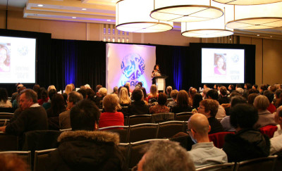 USANA Emerald Director Isabelle Wilson speaks at the U-Wellness tour in Toronto on Nov. 24.