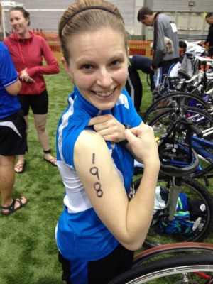 My first triathlon body markings.  Live It