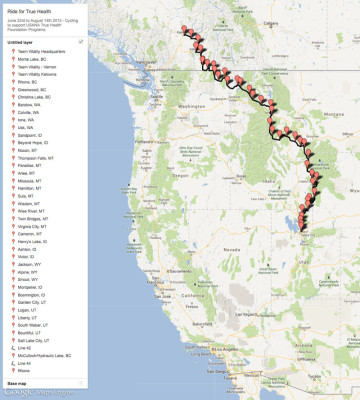 USANA Ride for True Health Map