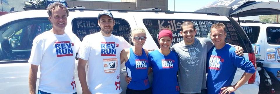 The van two runners displaying their RevRun pride