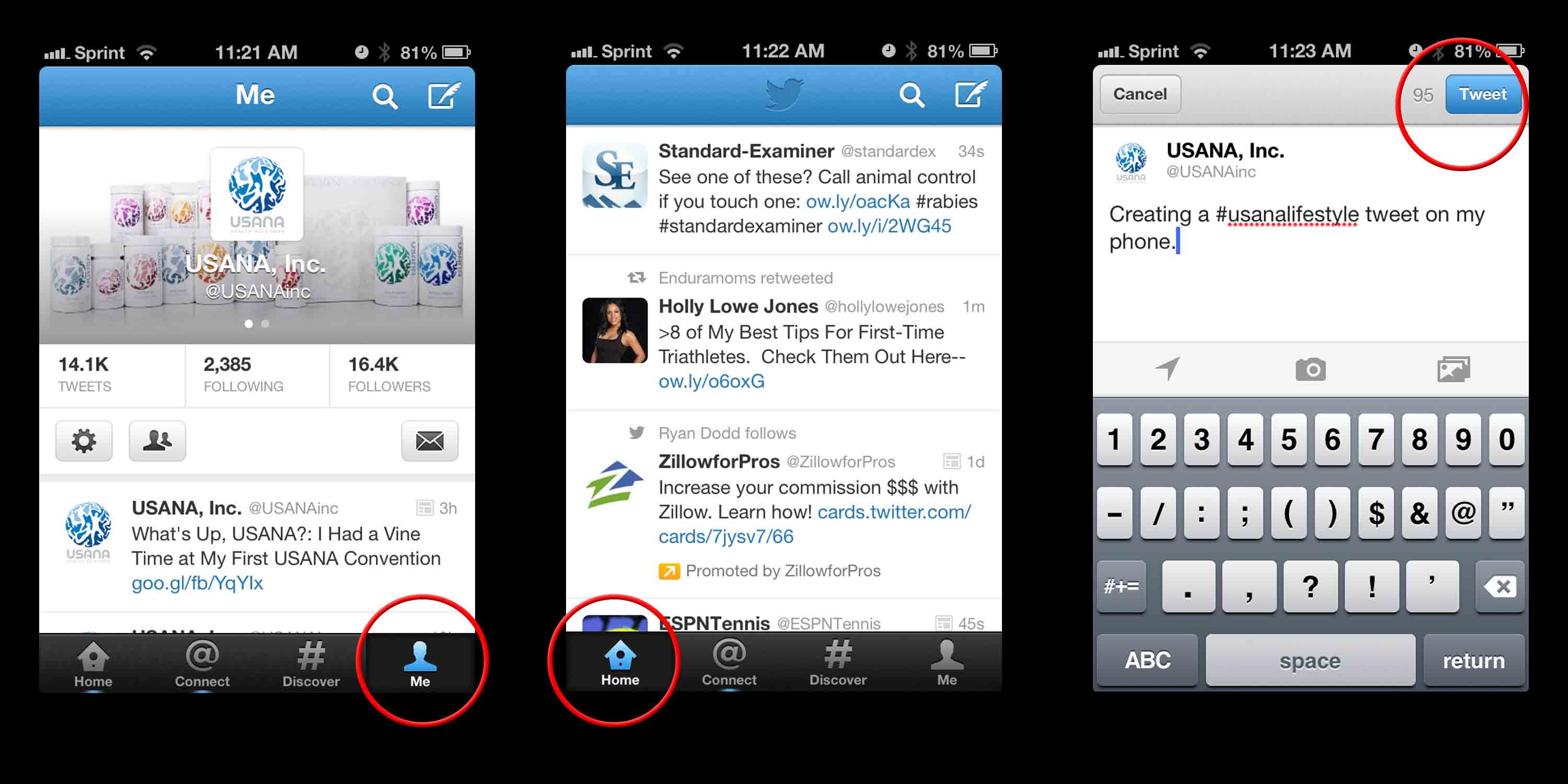 This is what Twitter will look like on your phone. Note the icons are the same as on the website.