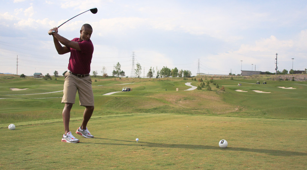 USANA employee Donald Cherry tees off