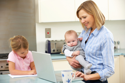 Mom Working with Kids