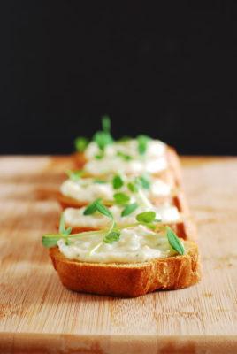 Pea Shoot Crostini // What's Up, USANA?