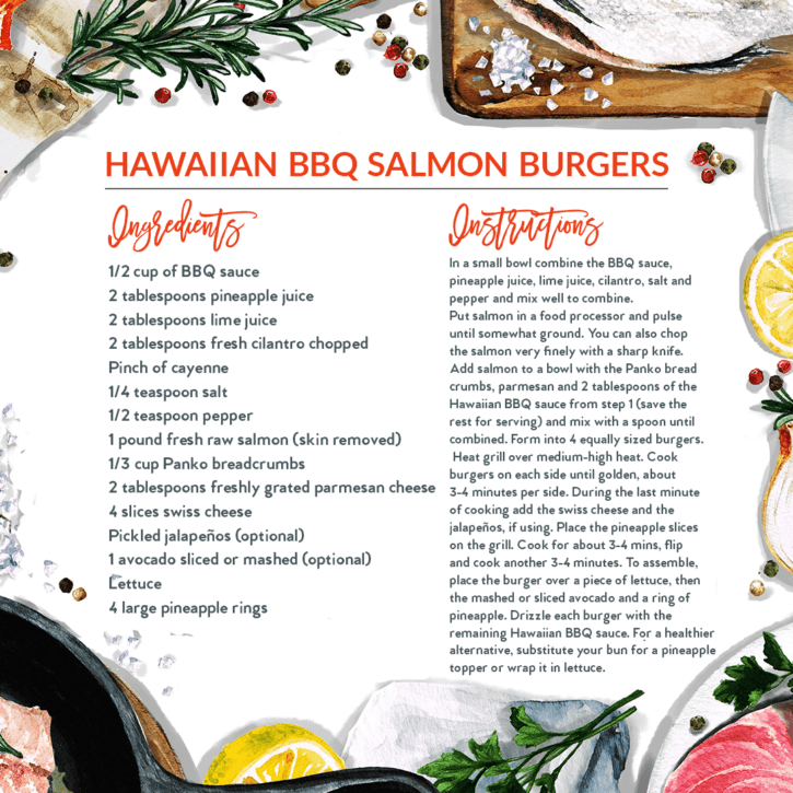 healthy grilling tips: Hawaiian bbq salmon burgers