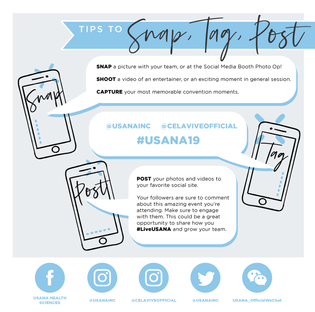 Social Media Ticket #usana19 Snap Tag Post