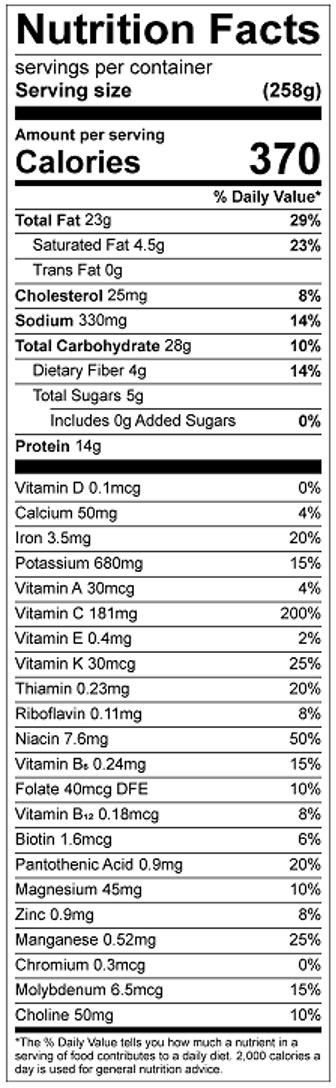 Sanoviv Stuffed Peppers Nutrition Facts